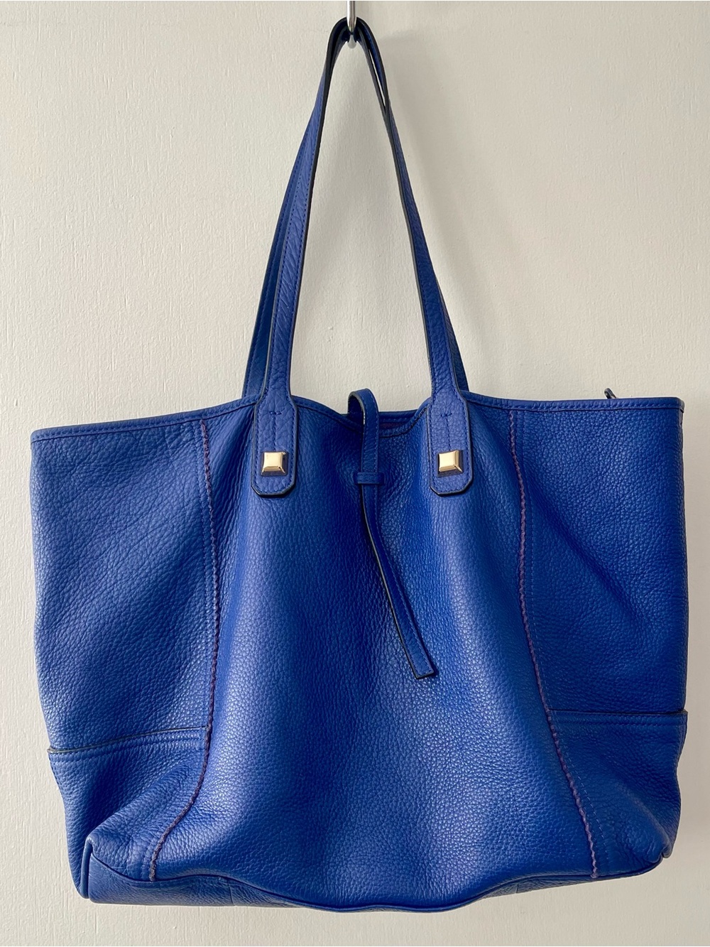 Stella & Dot Paris Market Tote Pebbled Leather Cobalt Blue